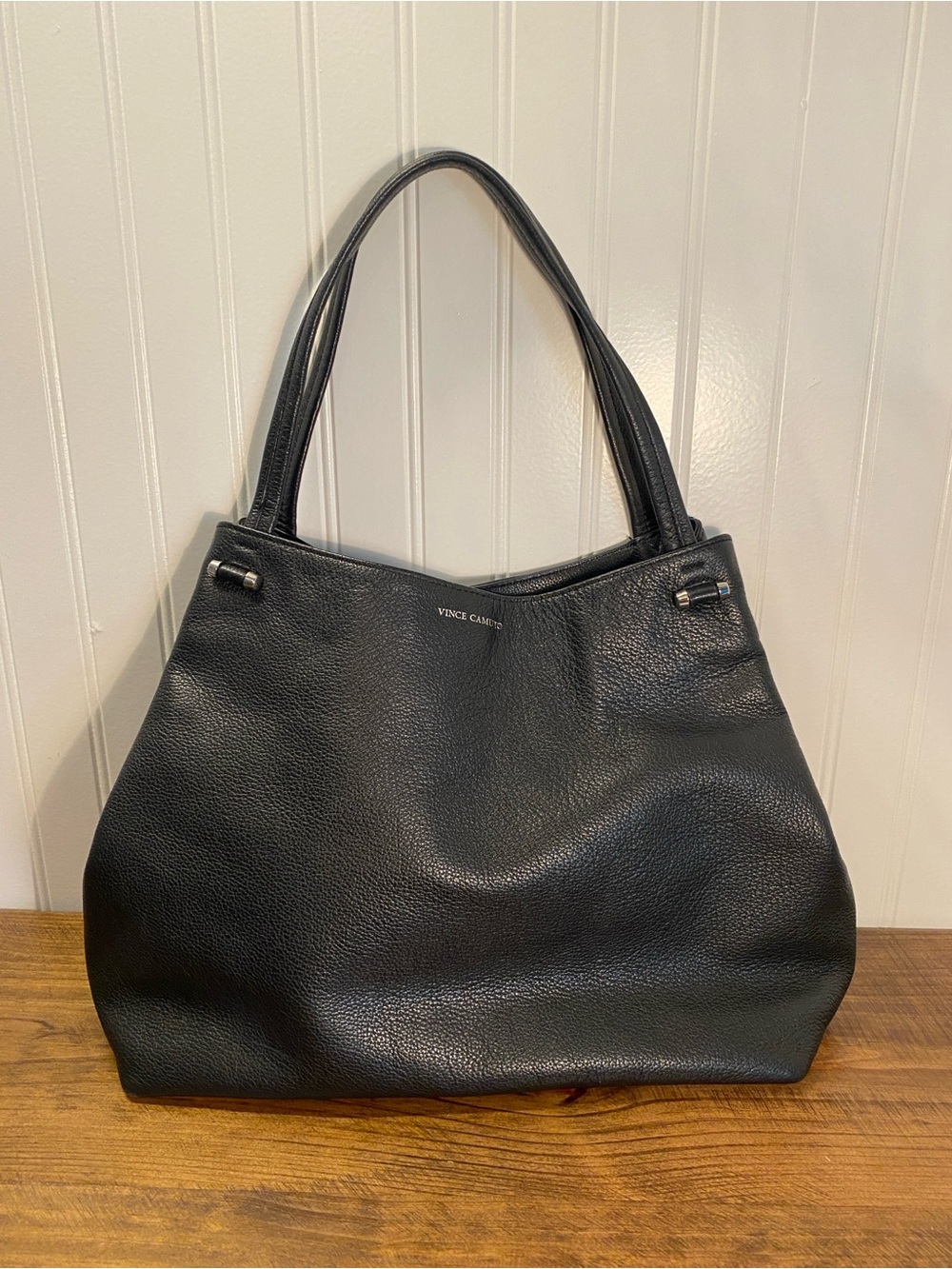 Vince Camuto - Black Pebbled Leather Shoulder Bag